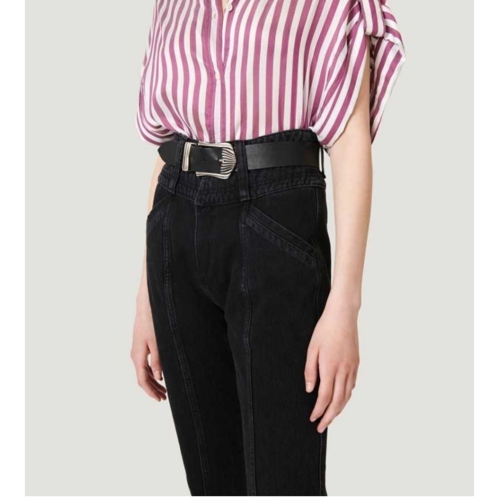 NWT IRO Boucry High Rise Wide Waist Tapered Jeans In Black Stone US 4